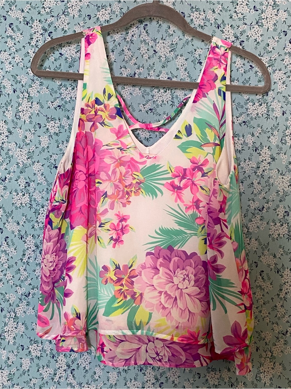 Candie’s Floral  Sleeveless V-Neck Tank Top